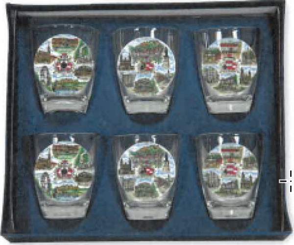 Glasstamperl 6er SET m. Motiv